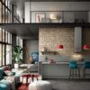 Cocina e isla moderna de cuarzo Silestone Poblenou