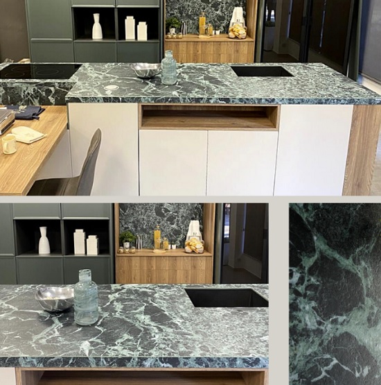 encimeras Laminam Verde Alpi bocciardato