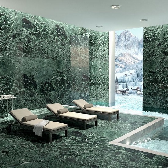 baño spa Laminam Verde Alpi