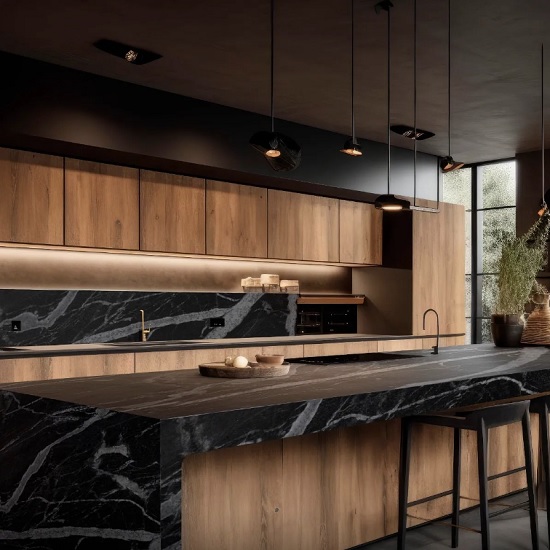 foto de una cocina con encimeras Sensa Maori