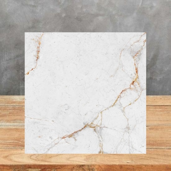 imagen de una muestra de Neolith Abu Dhabi White y u fondo gris
