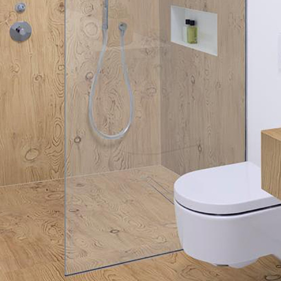 foto de un baño revestido con Neolith La Boheme