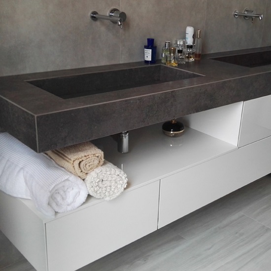 encimera de baño Laminam Fokos Piombo