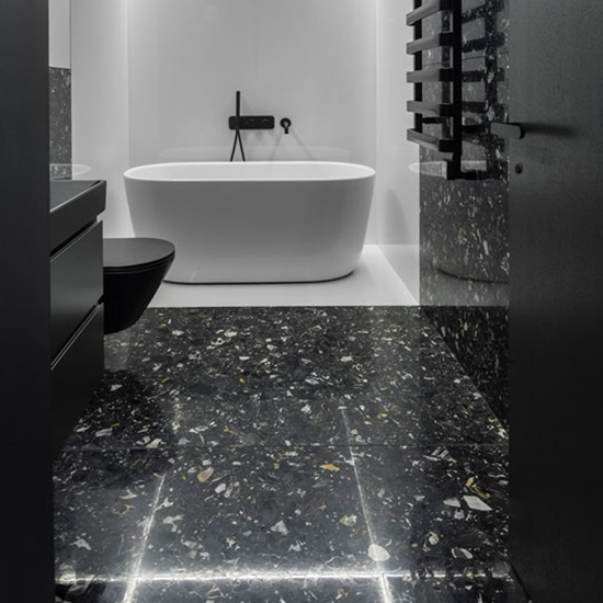 baño terrazo Nero Portoro