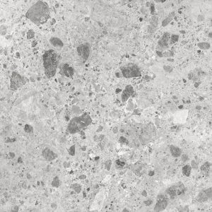Textura close-up de encimera Arklam Amsterdam Grey en gris moteado, superficie porcelánica lisa y resistente para encimeras en Málaga