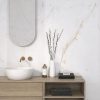 Lavabo de baño con encimera Arklam Syrac, espejo ovalado y gabinete de madera, resistente para baños en Málaga