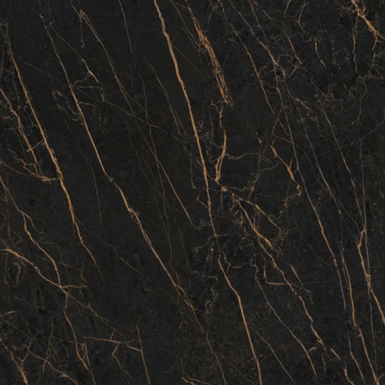 Textura close-up de encimera Neolith Mamba Málaga, acabado silk negro con vetas intensas.