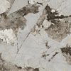 Textura detallada de Venux Arctic Patagonia blanca con vetas marrones en patrón marmóreo intenso.