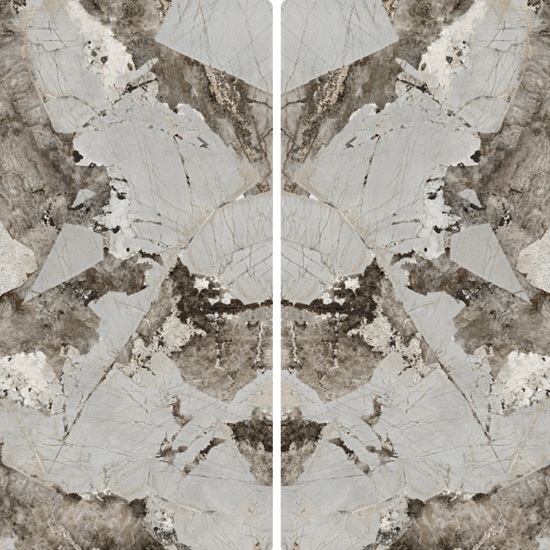 Superficie completa de Venux Arctic Patagonia blanca con vetas marrones horizontales en patrón marmóreo natural.